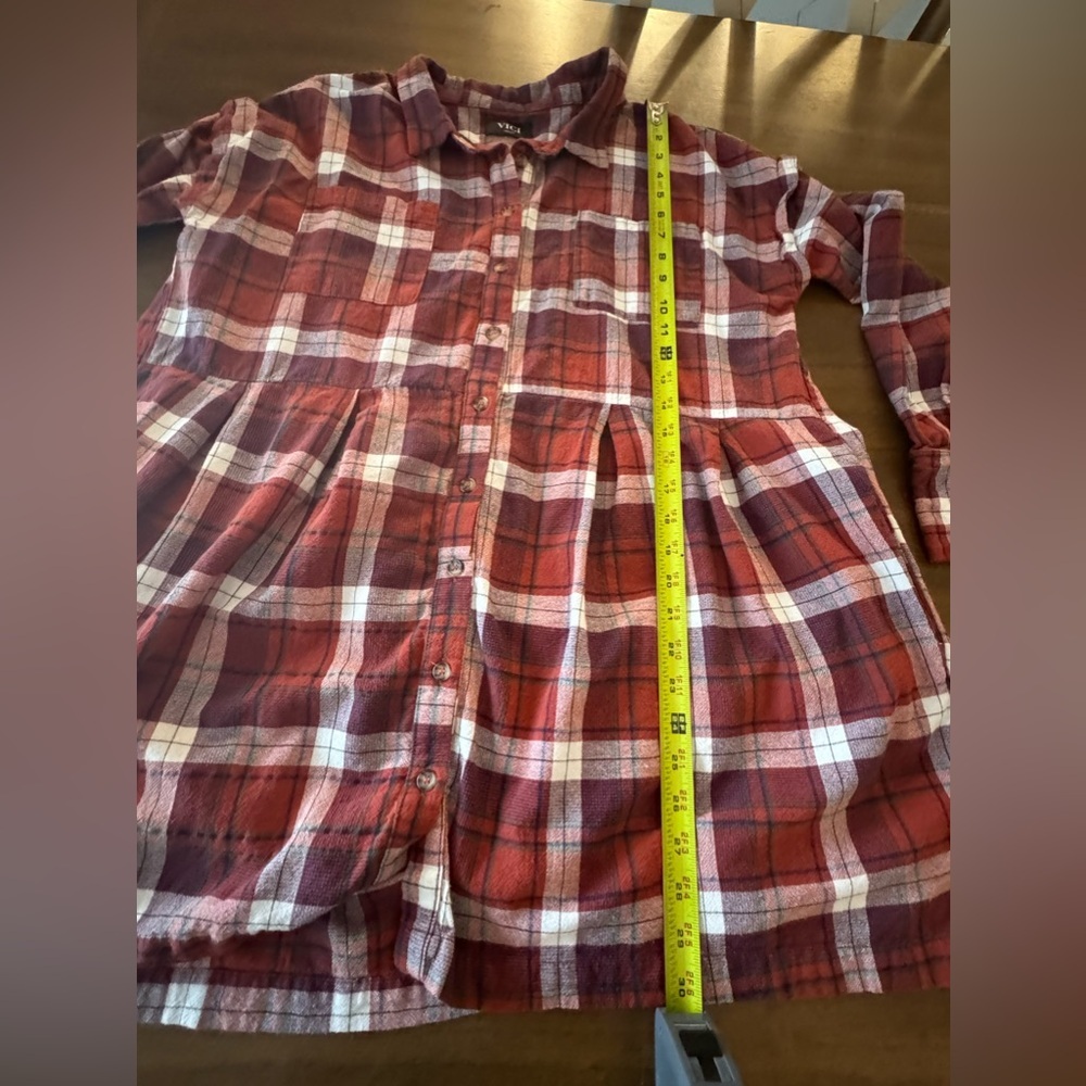 Vici Red Plaid Cotton Dress with Pockets Size Medium - Picture 8 of 9